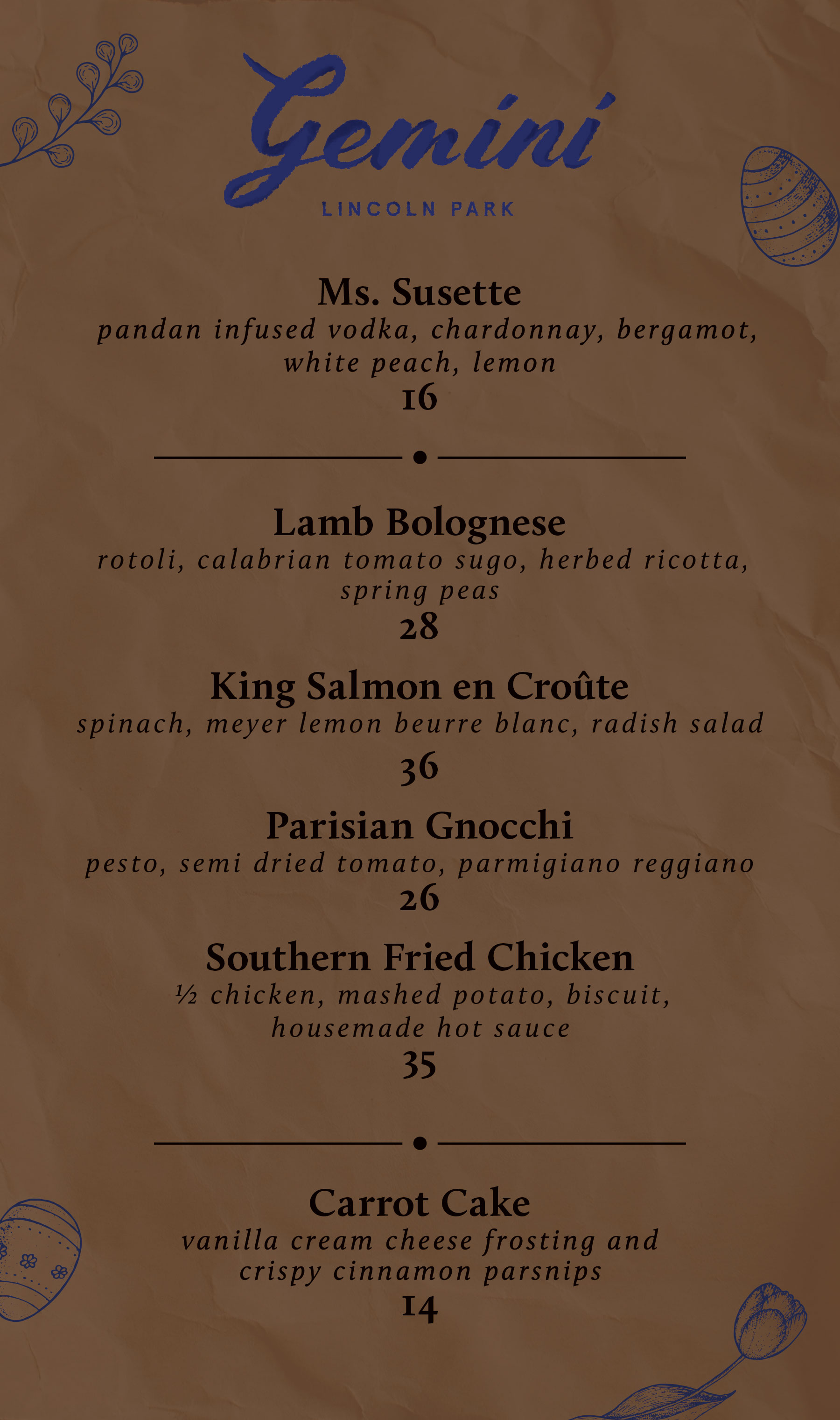 Valentines Week Menu