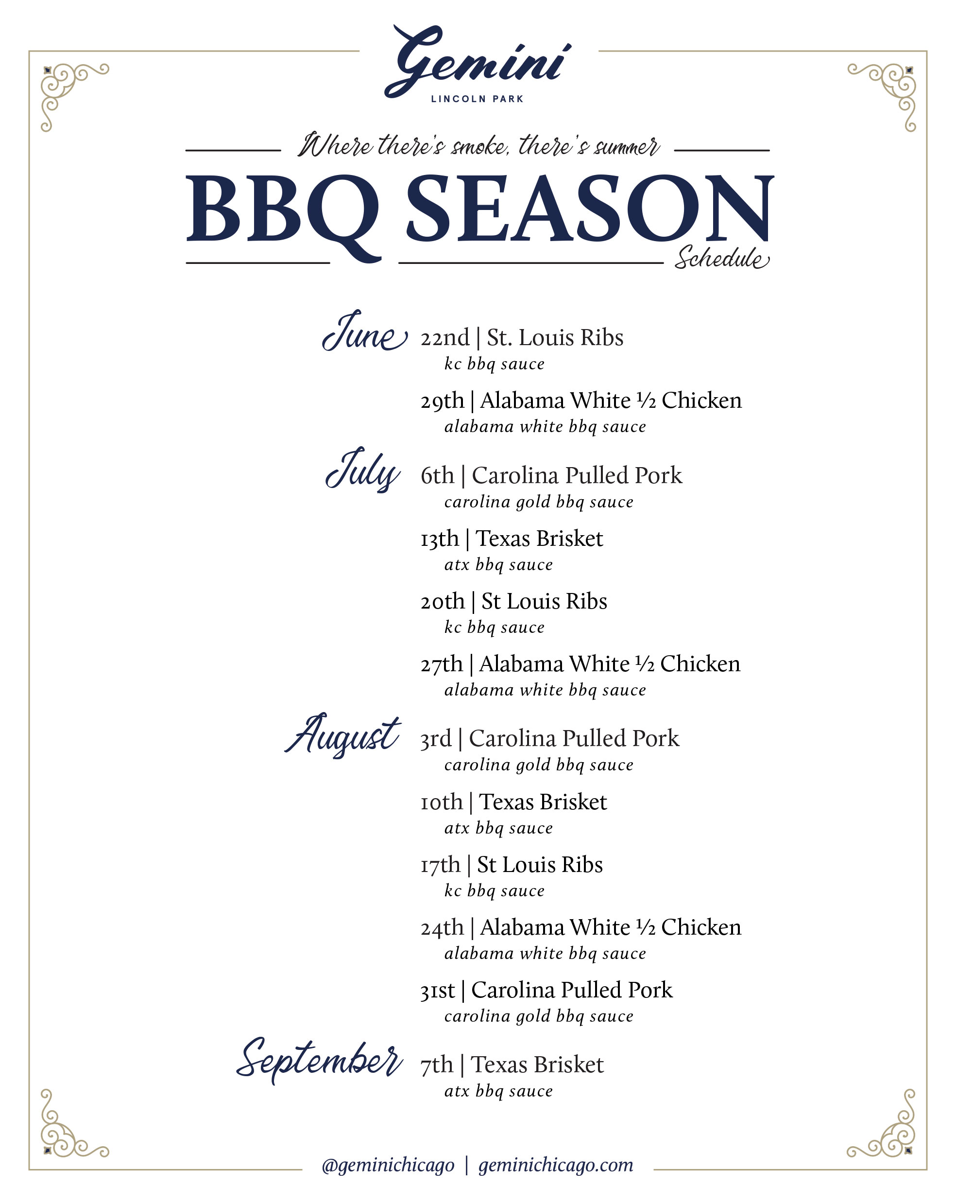 BBQ Monday Menu