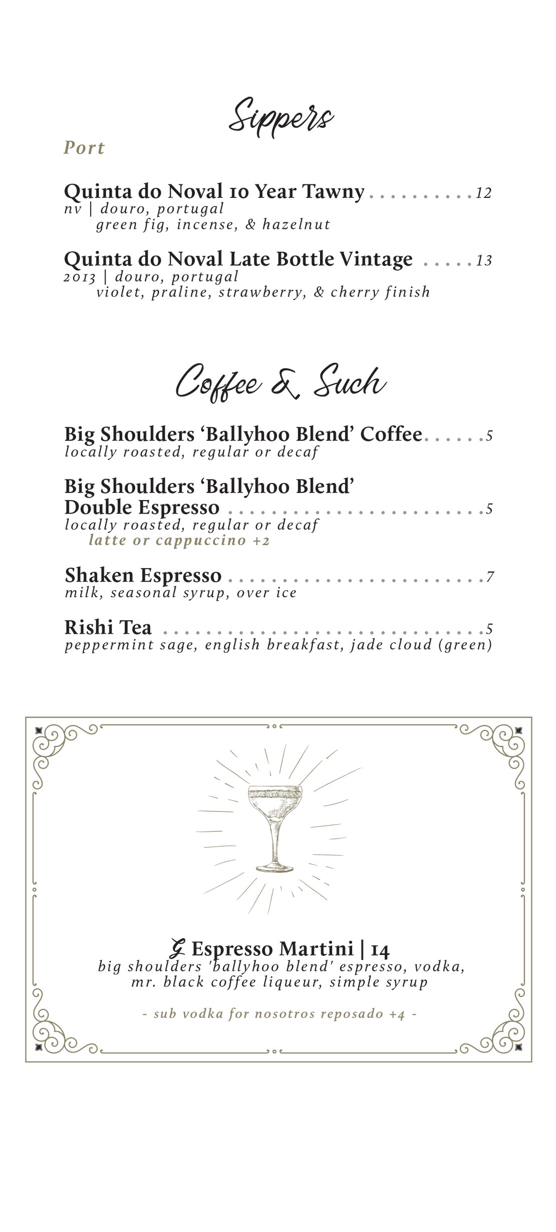 Dessert Menu