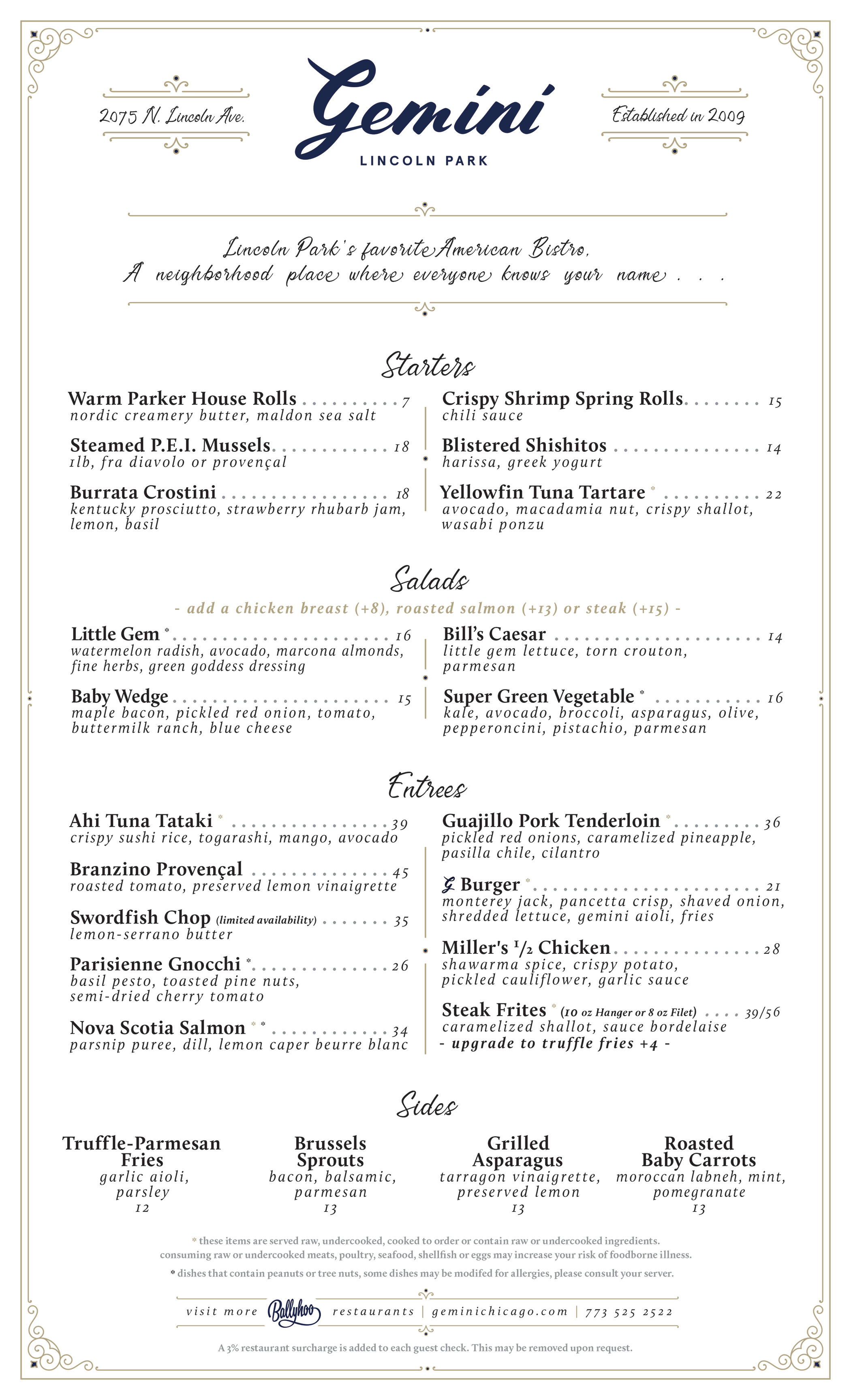 Dinner Menu