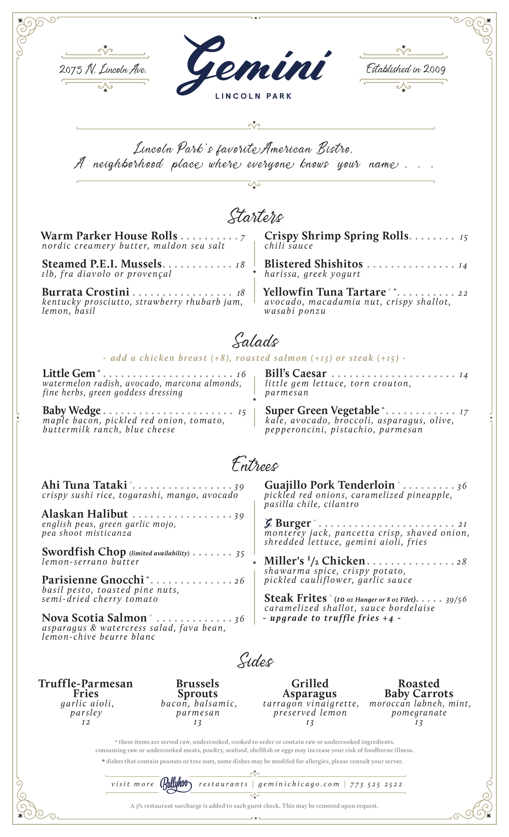 Dinner Menu