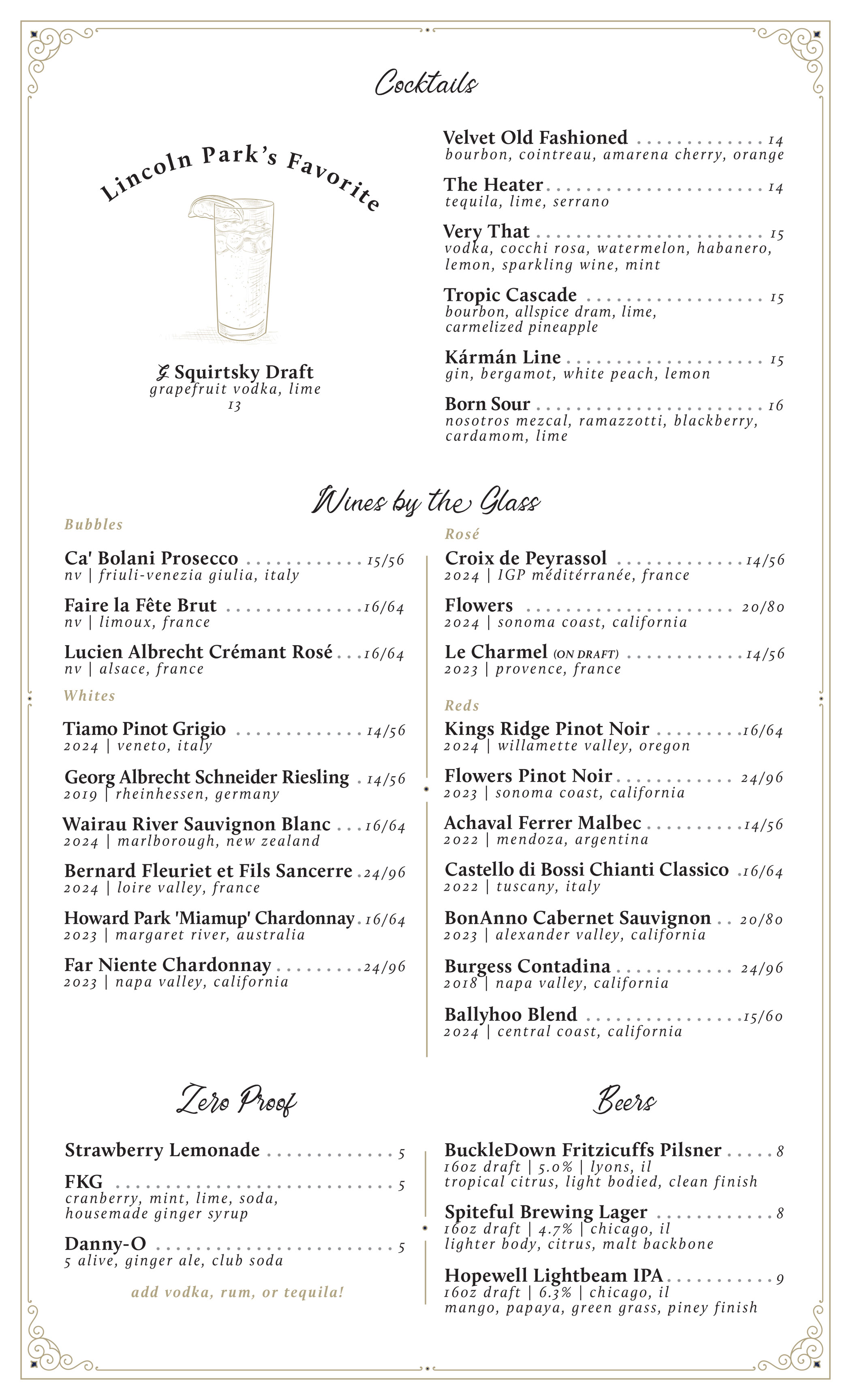 Dinner Menu