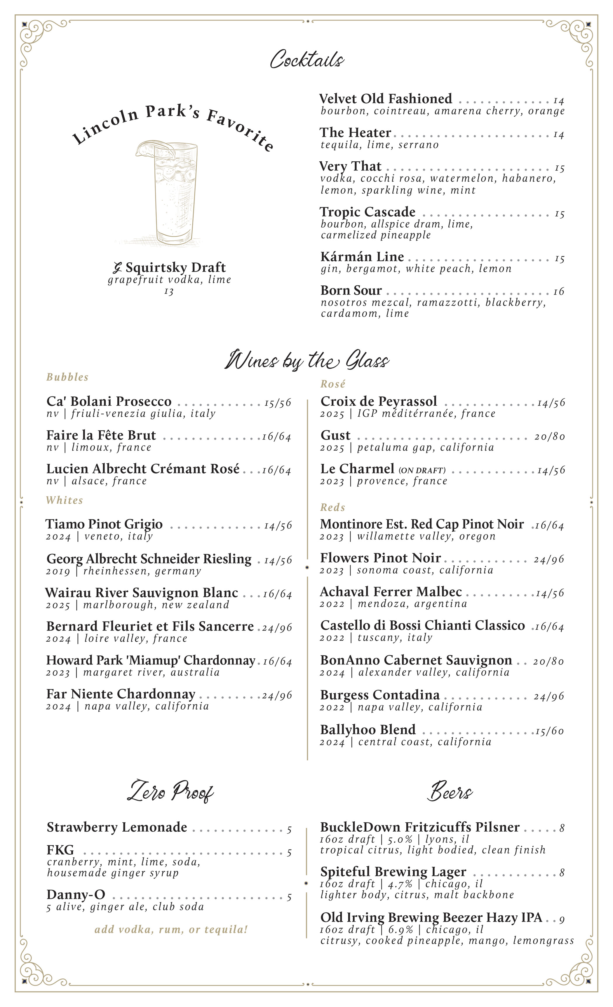 Dinner Menu