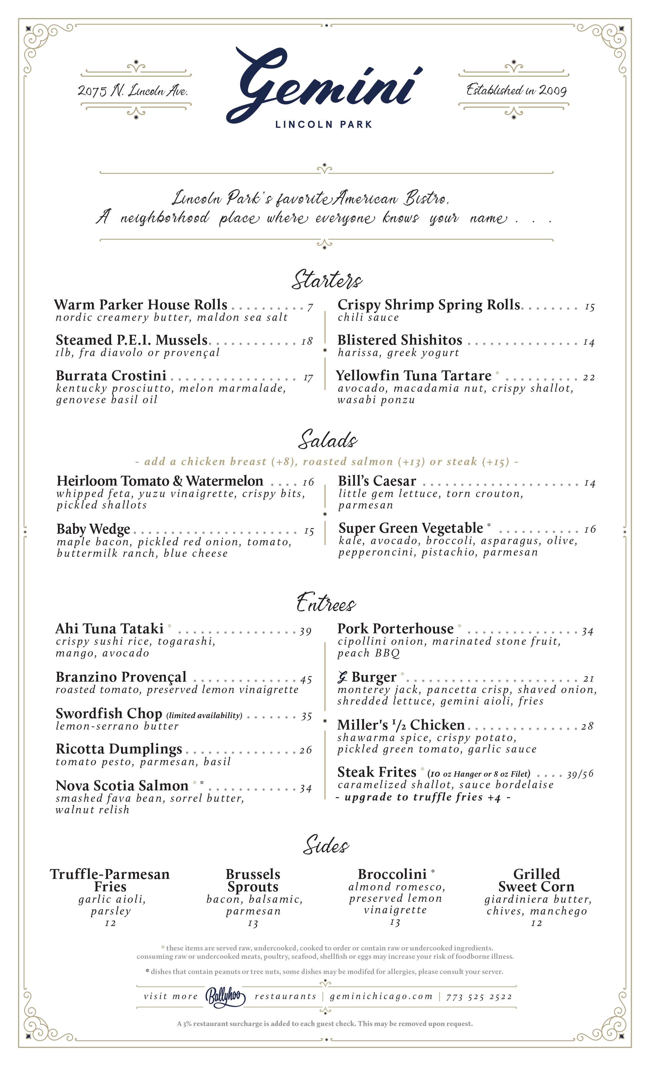 Dinner Menu