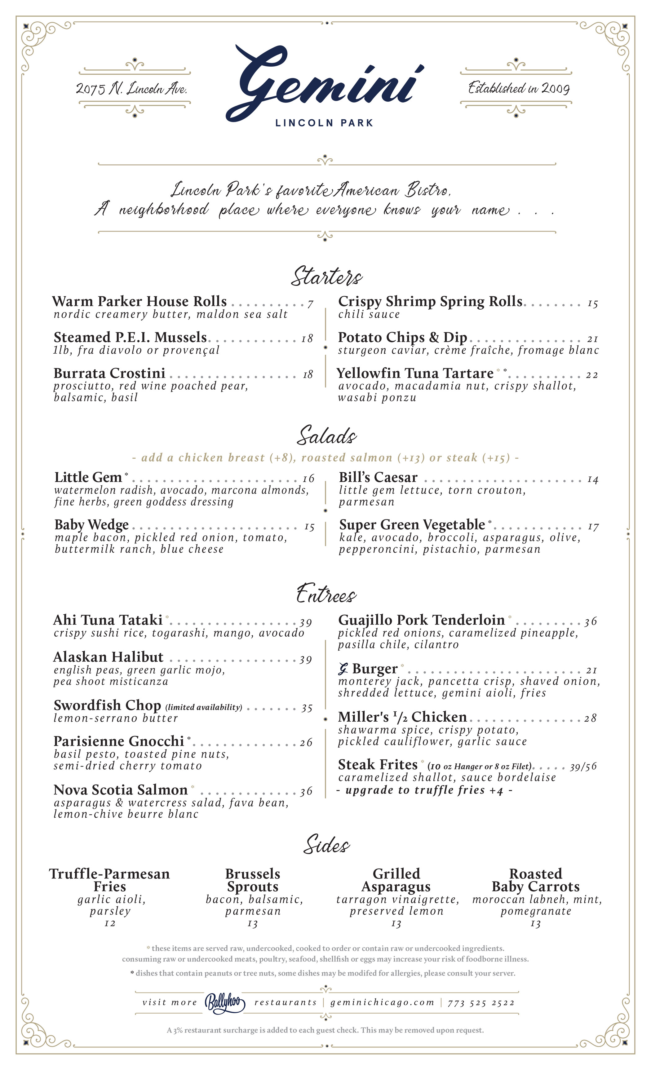 Dinner Menu