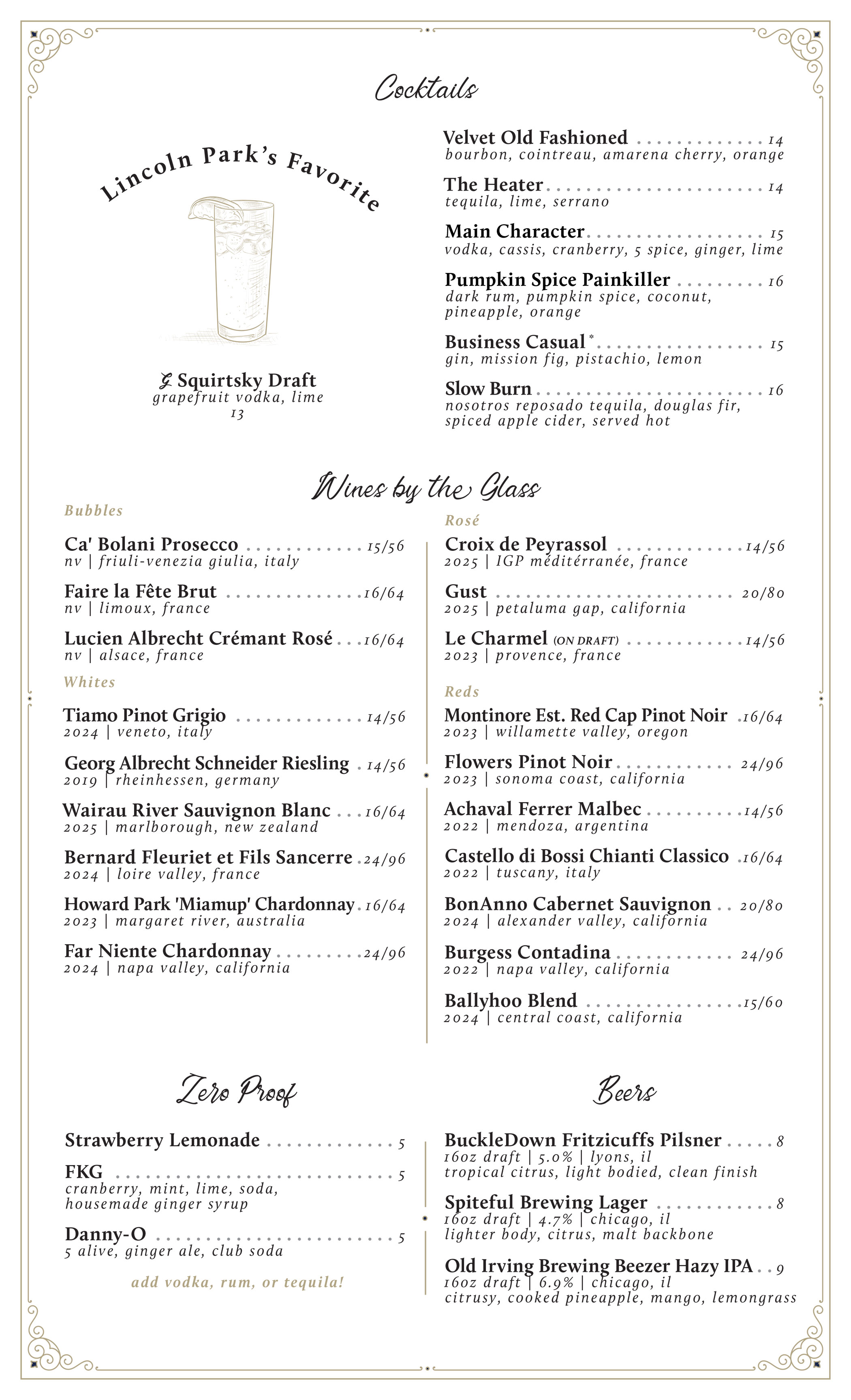 Dinner Menu
