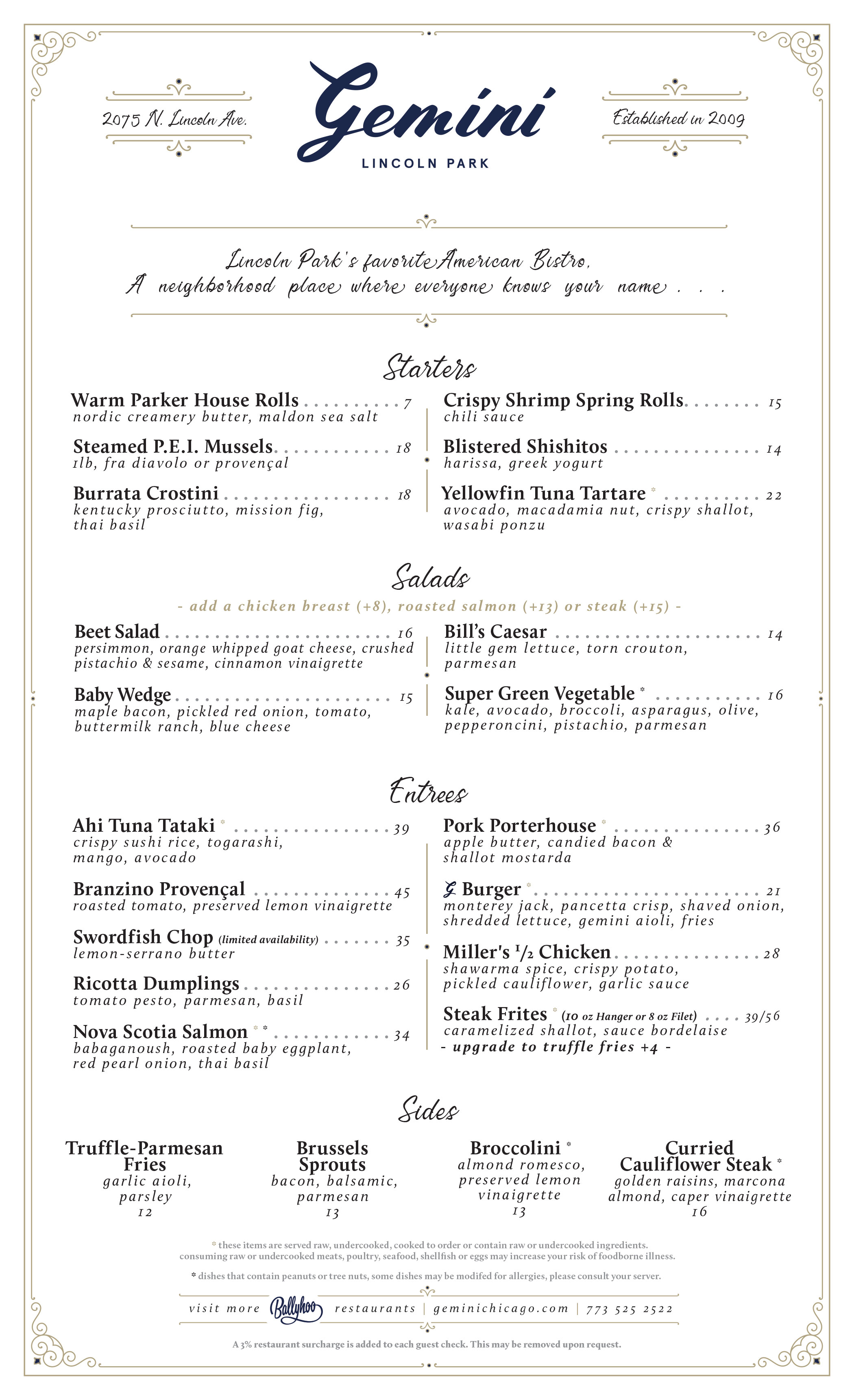 Dinner Menu