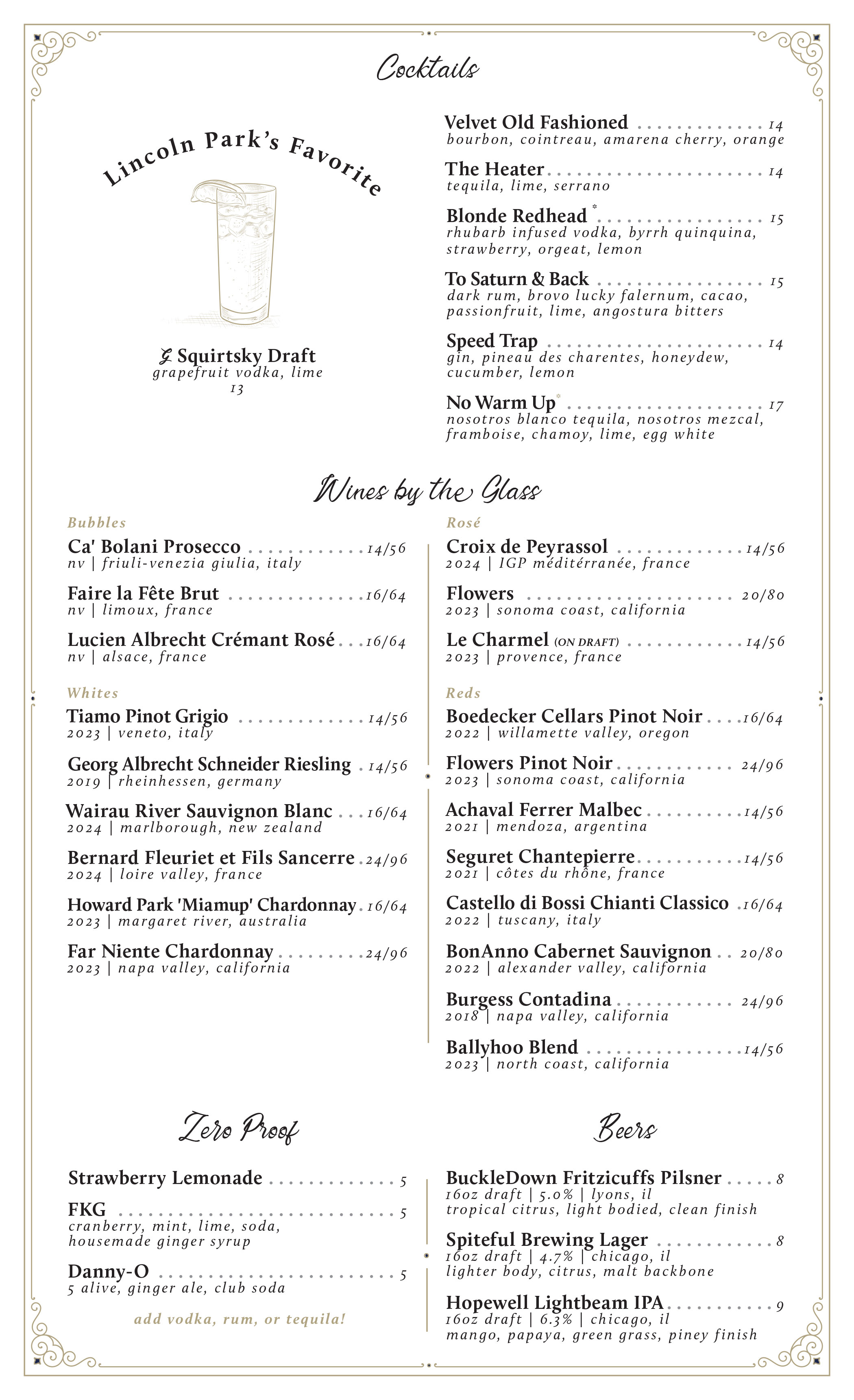 Dinner Menu