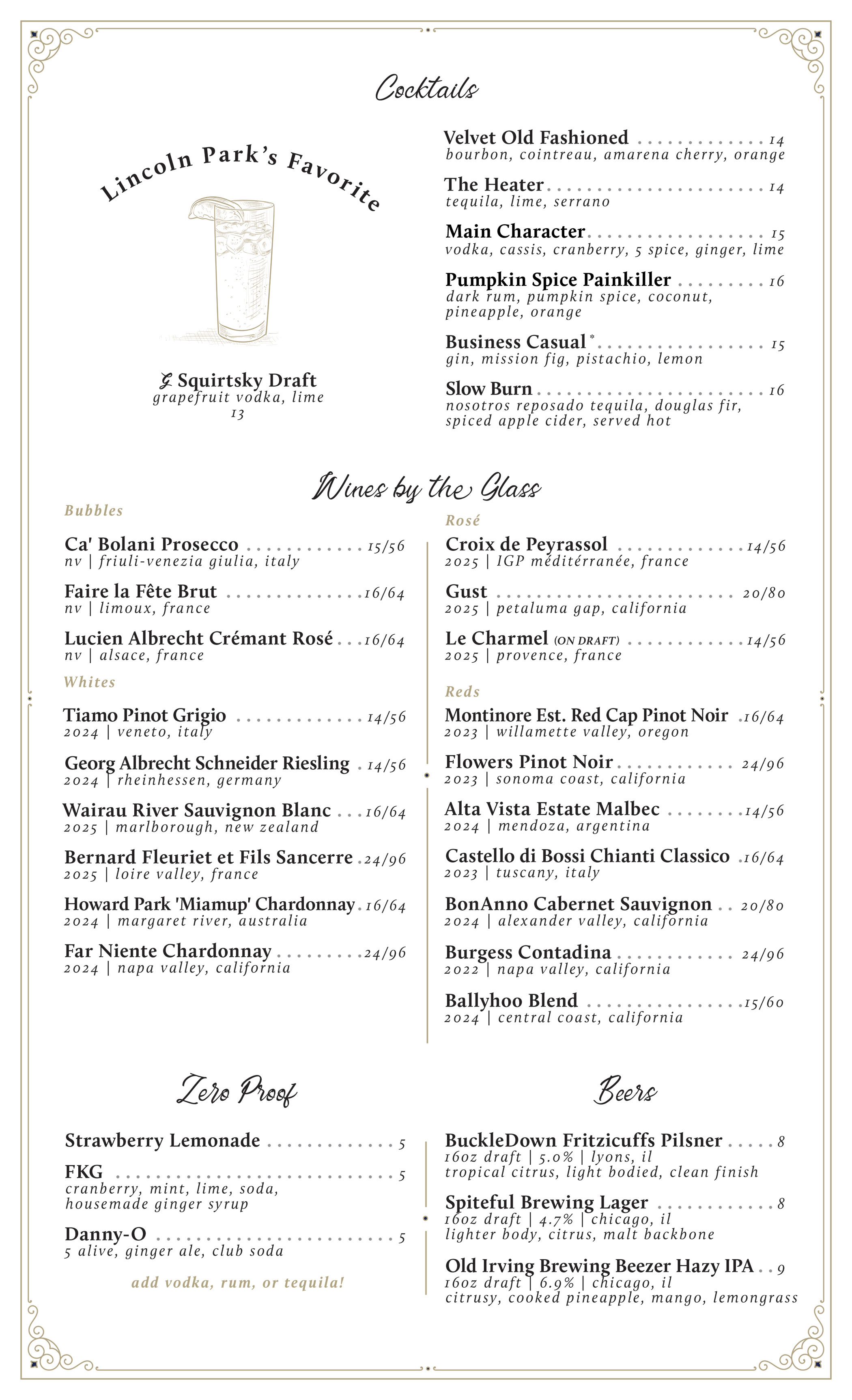 Dinner Menu