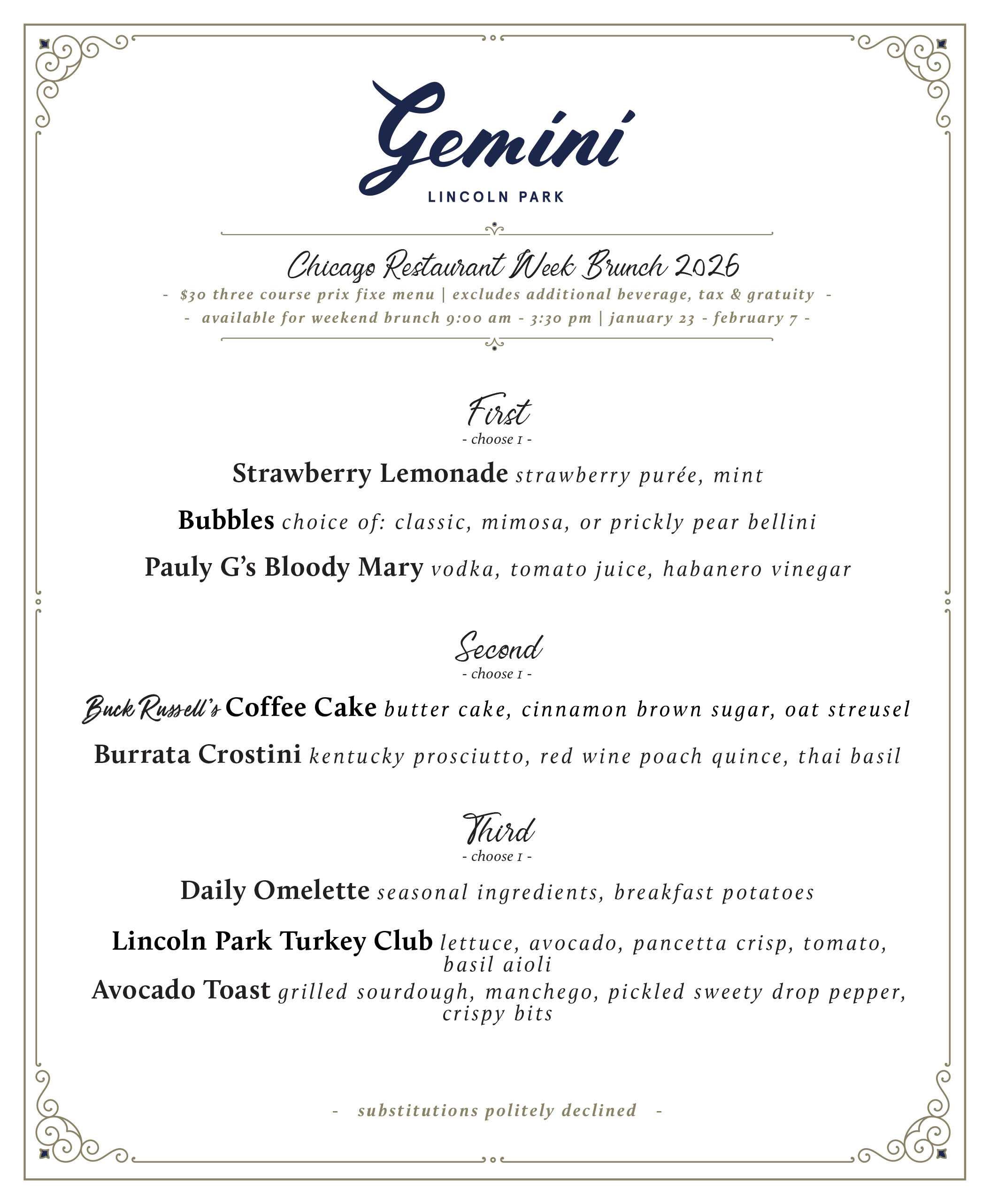 Restaurant Week Menu