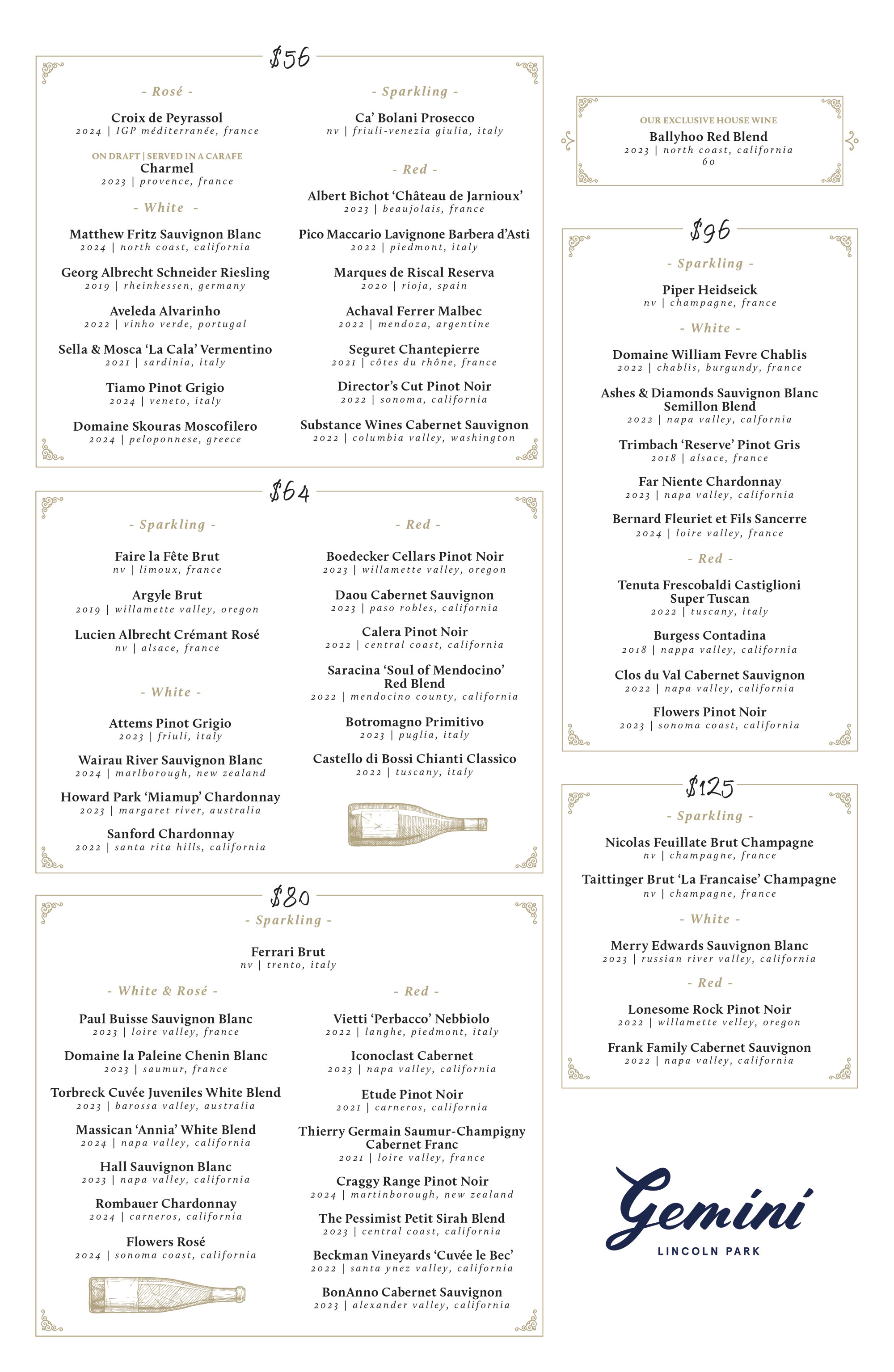 Wine Menu