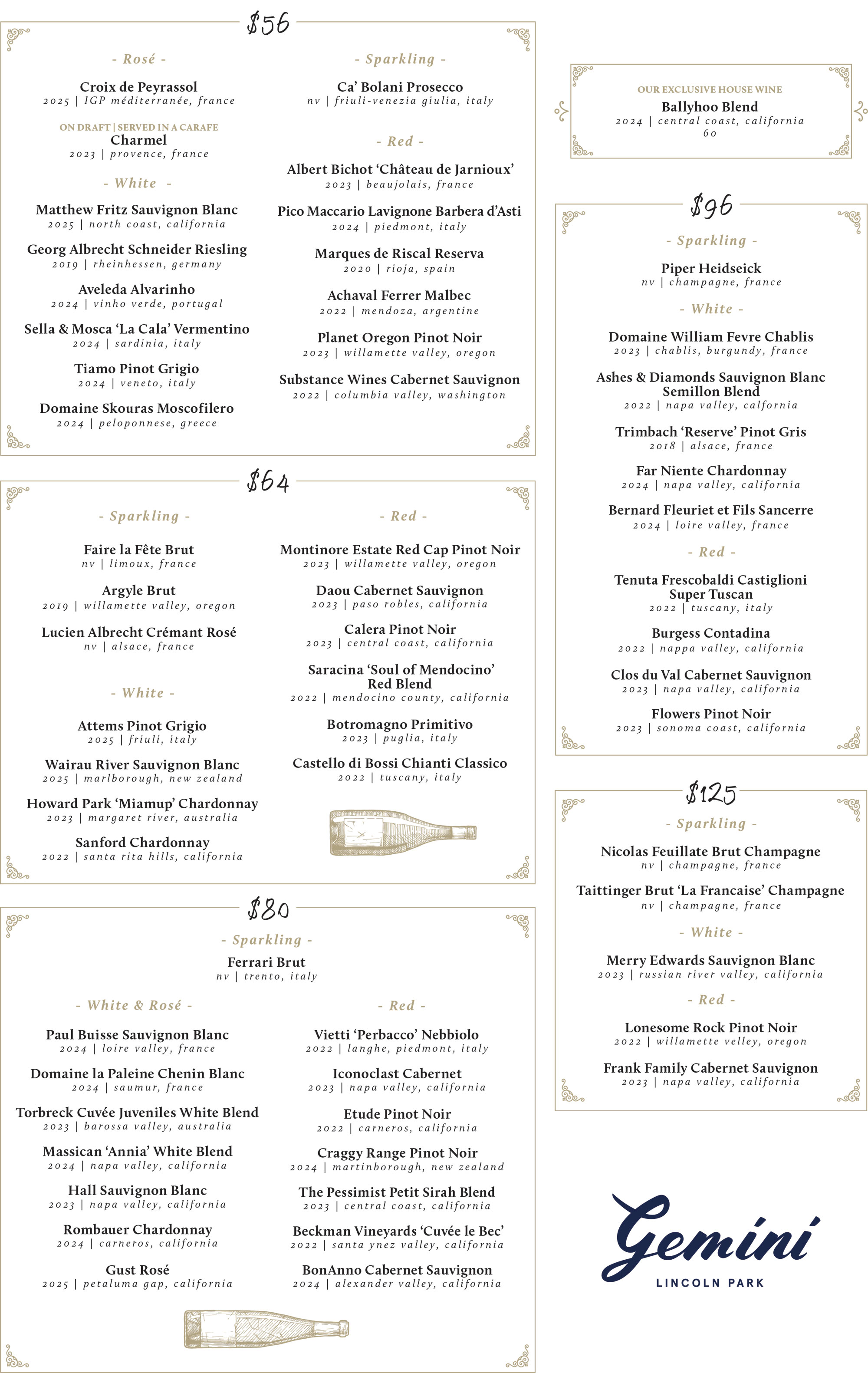 Wine Menu