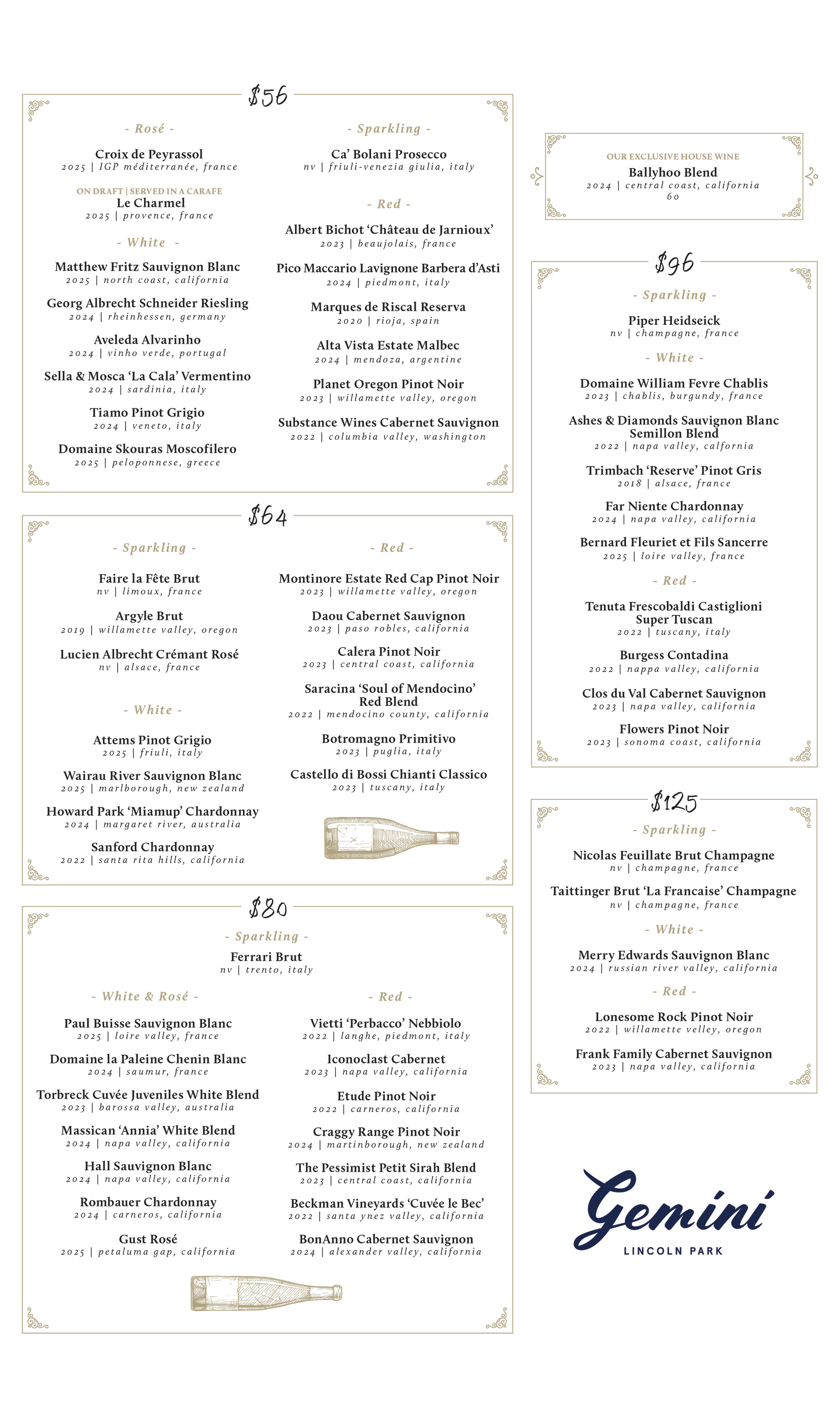 Wine Menu